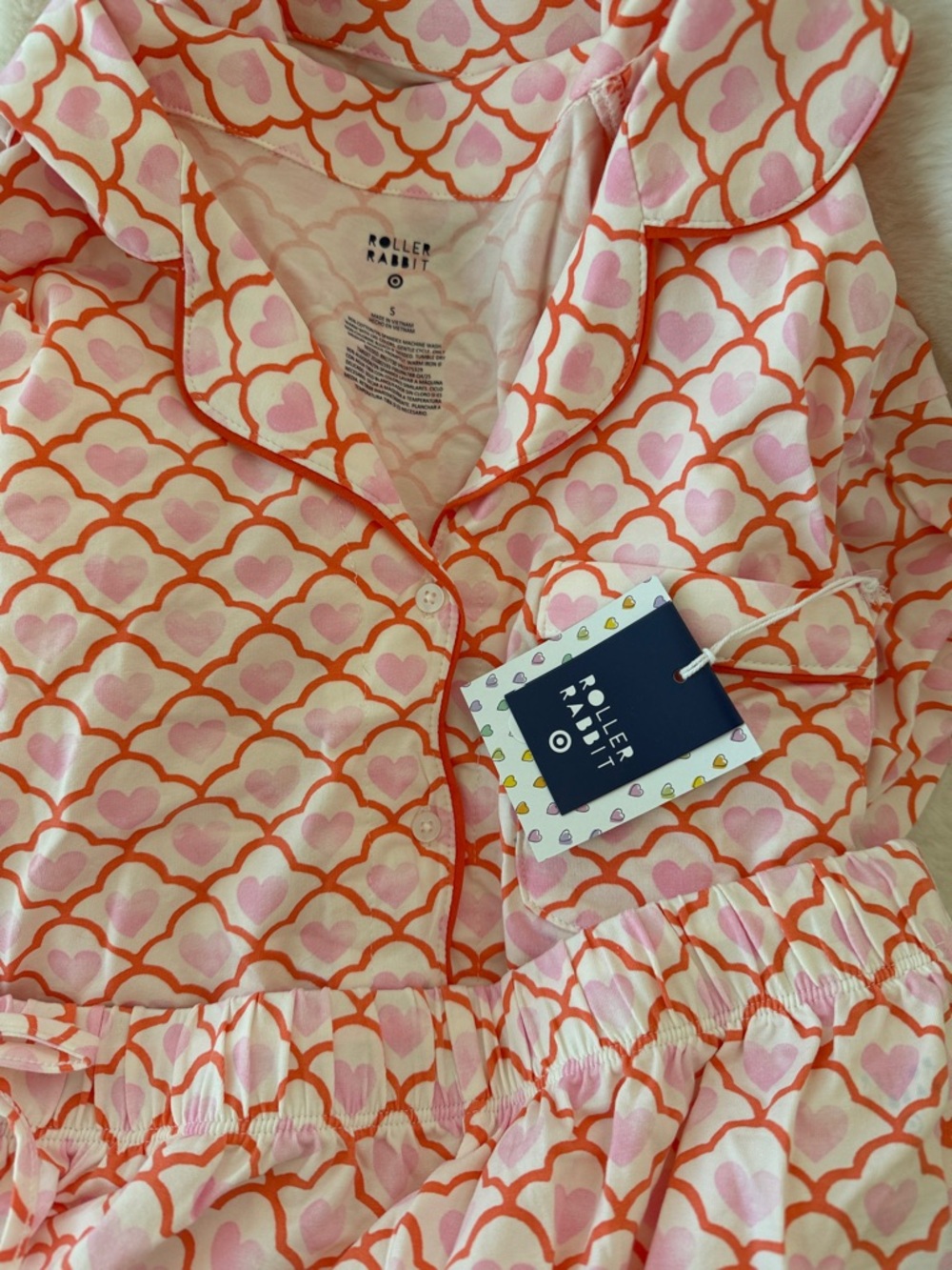 LAST ONE! Roller Rabbit x Target Hearts Shorts & Shirt Cotton PJ Set Pink SMALL